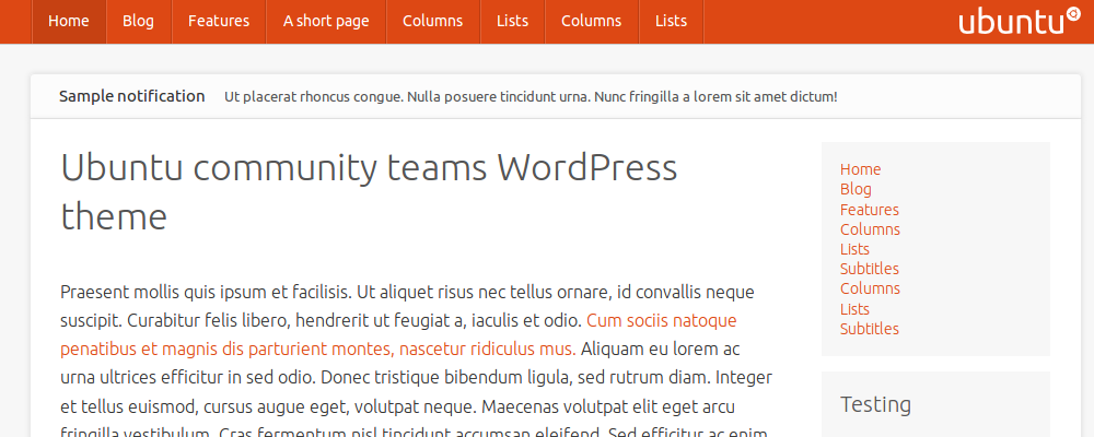 Ubuntu community teams WordPress theme